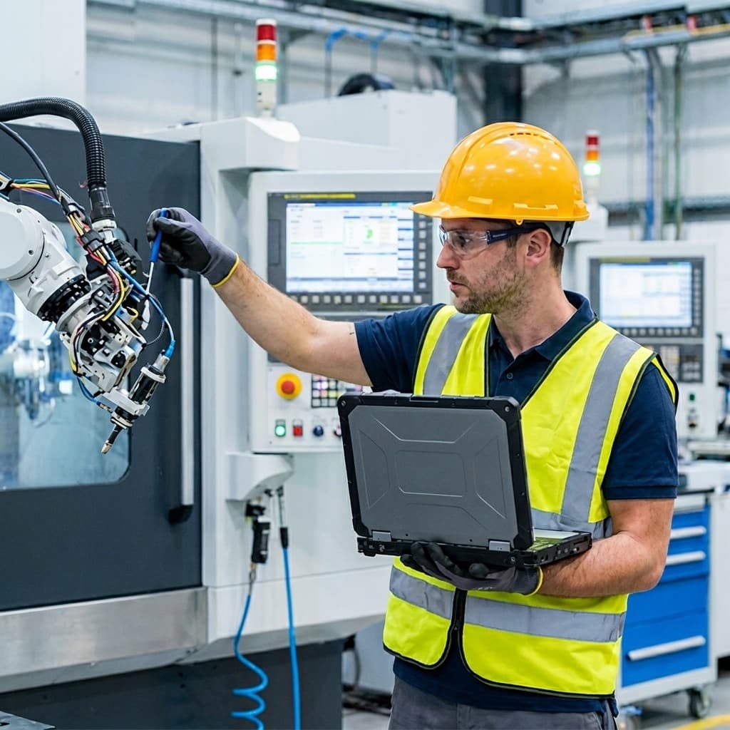 Engineer programming Siemens PLC